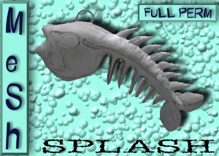 Splash BOX Mesh Full Perm Silver fish bones ornament 0.5/1