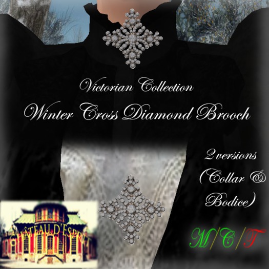 ~CdE~ Victorian Winter Cross Diamond Brooch