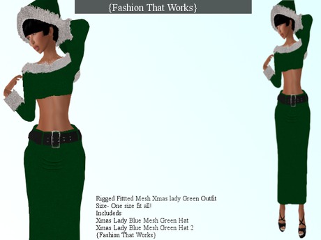Second Life Marketplace - {Fashion That Works} Mesh Xmas Lady Green & Hats