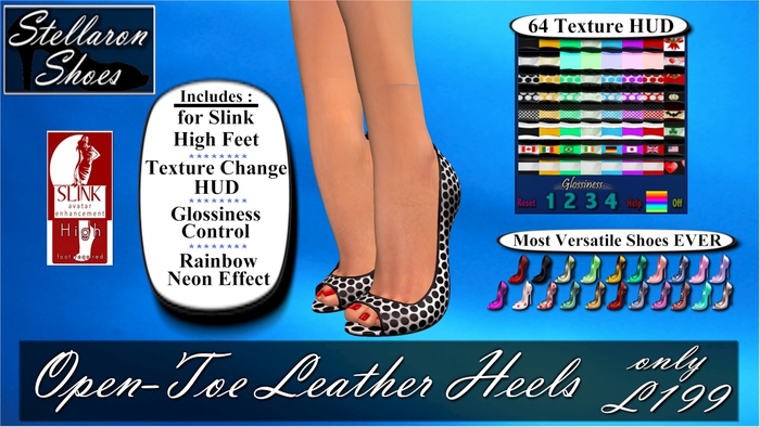 !Stellaron! Open-Toe Leather Heels {64 textures} S20025N