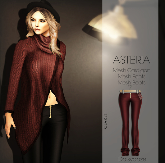 *Asteria Creations - Daisydaze Mesh Sweatpants - Claret