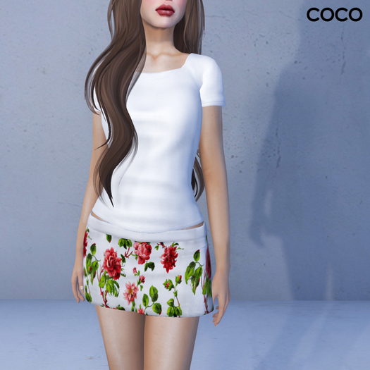 *COCO*_MiniSkirt_RedFlowersWhite