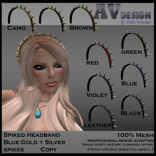 -AV- Spiked Headband Blue set 