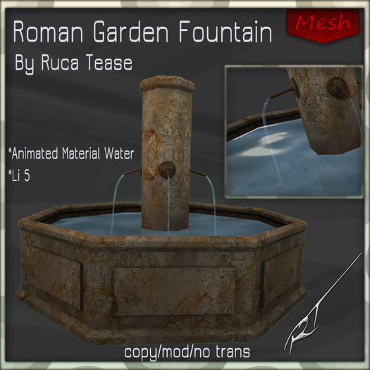 RT Roman Garden Fountain baged