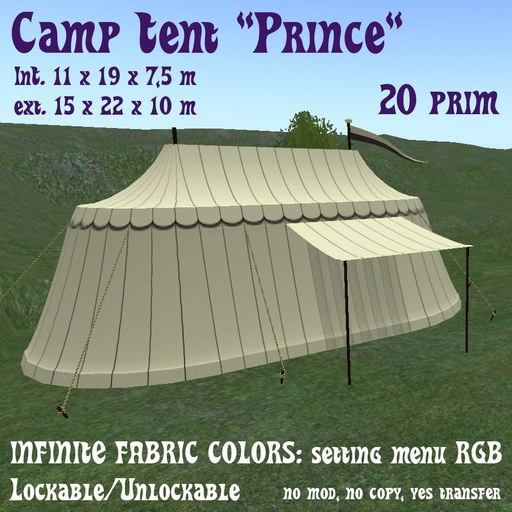 Medieval Camp Tent 'Prince' (Large size - 20 prim)