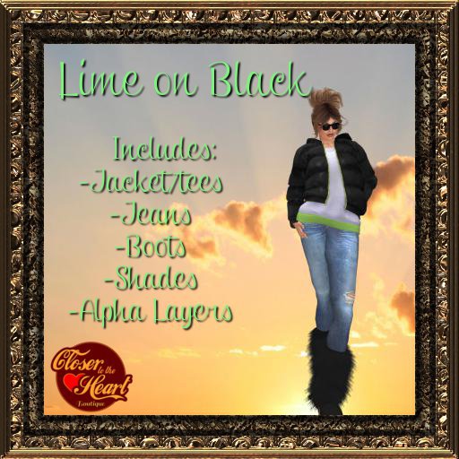 Lime on Black Outfit BOXED