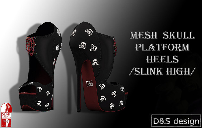 D&S design  Promo MESH  skull Platform Heels