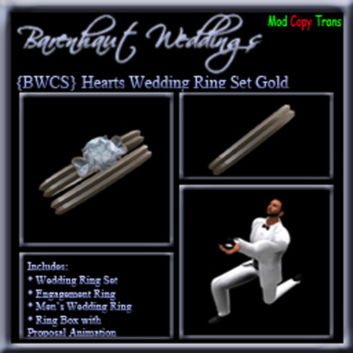 {BWCS} "Hearts" Wedding Rings Gold