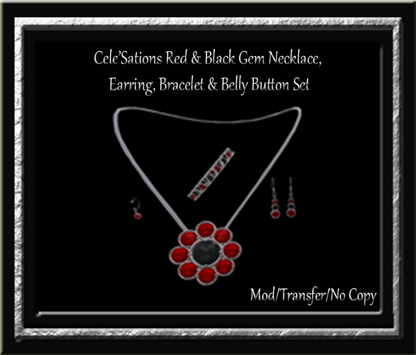 Cele'Sations Red & Black Gem Stone Jewelry Set