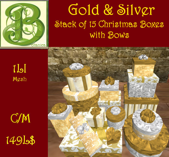 Gold and Silver 15 Box Stack with Bows