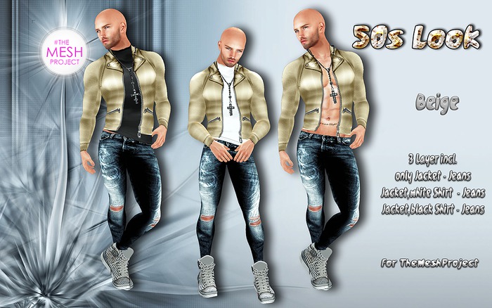 ..::BassAss::.. -50s Look Set Beige Male [ For TheMeshProject ] 