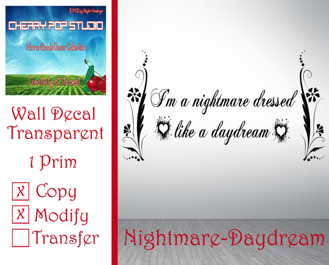 [CPS] Nightmare Daydream Decal BOXED