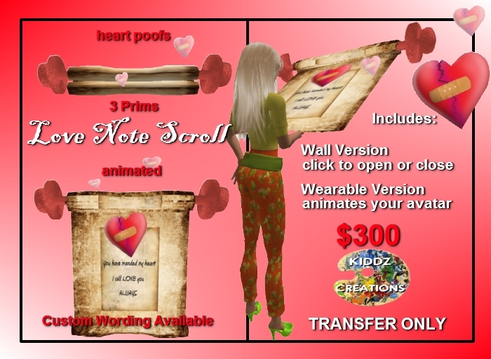  Love Note Scroll Set - Animated **ON SALE NOW**XStreet Only