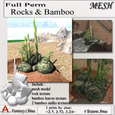Fantasy China Mesh Rocks & Bamboo only 1 prim! FULL PERM