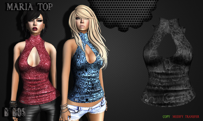 B BOS -Maria Top-Flower Black-