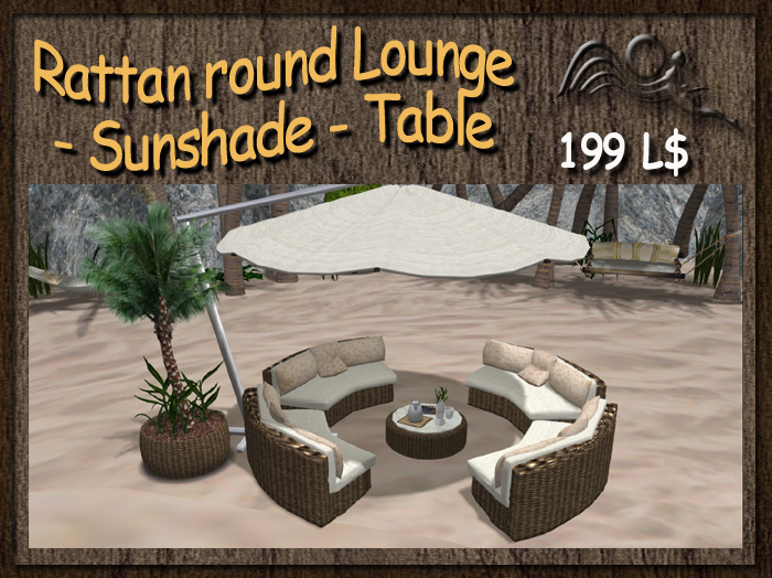 Rattan Weaver Round Lounge - Sunshade - Planter - Table