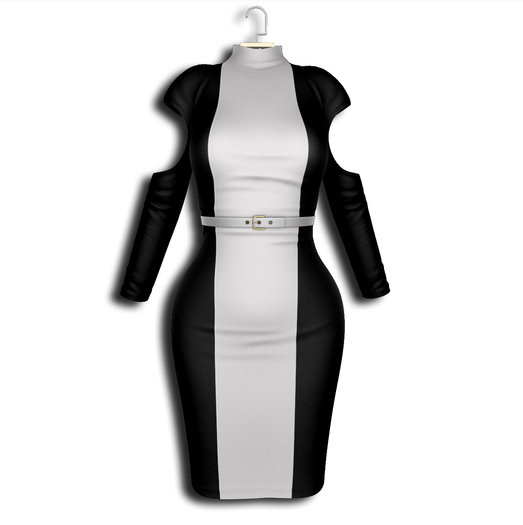 .:Vitrimi:. Open Sleeve Pencil Dress Blk/Wht