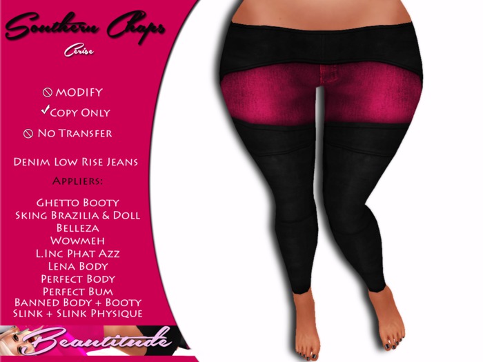 :[Beautitude]: Southern Chaps [Cerise]
