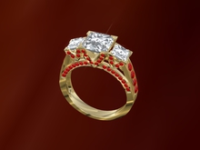 Troymart Three Square-Cut Accented Right-Hand Ring - Metal and Gem Color Change - Resize -  Brightness
