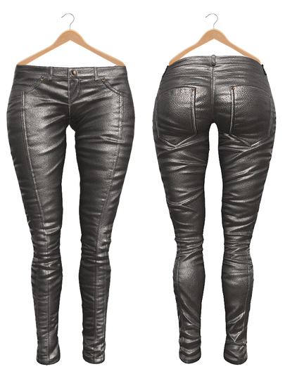 Blueberry Ross - Maitreya Lara & Belleza Venus & Slink Physique - Leather Pants (Boots Compatible) Silver