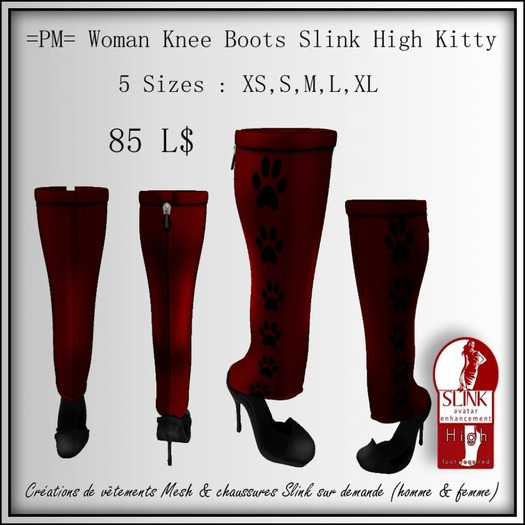 =PM= Woman Knee Boots Slink High Kitty