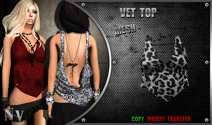 [NV] Vet Top -Leopard White-