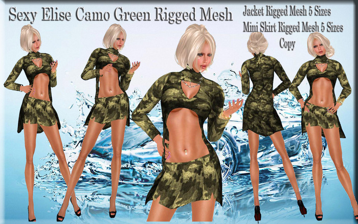 LSR - Sexy Elise Camo Green Rigged Mesh