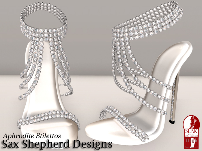 ! !SSD ~ Aphrodite Jeweled Stiletto (White Satin)