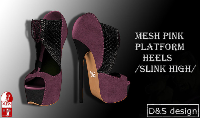 D&S design  Promo MESH PINK Platform Heels