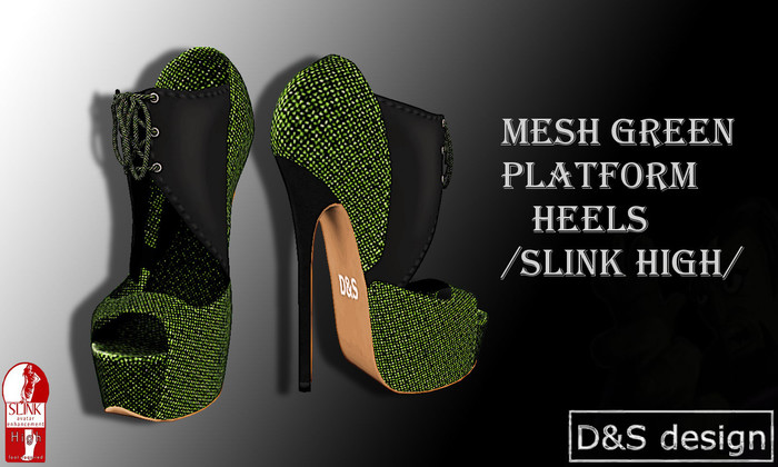 D&S design  Promo MESH GREEN Platform Heels