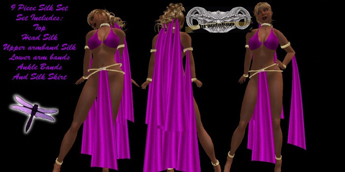 LMI Purple Satin 9 Piece Set (Silks