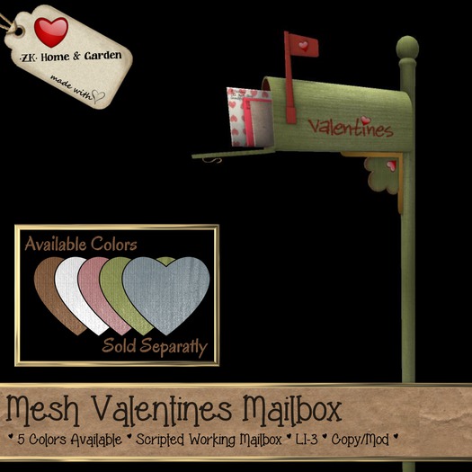 *ZK* Valentines Wood Mailbox [Crate] Green