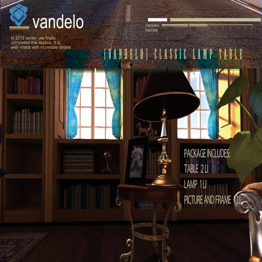 [Vandelo] End Table – Wood with Metal Base and Lamp **3 Prim** 