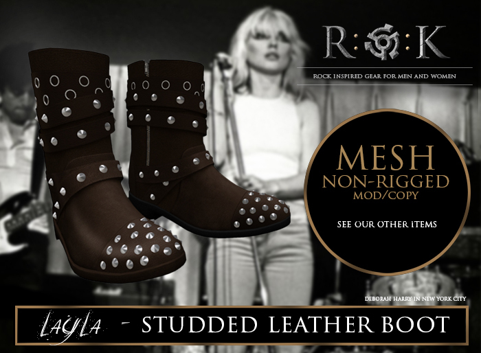 R:O:K STORE LAYLA STUDDED BOOTS BROWN*