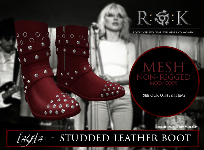 R:O:K STORE LAYLA STUDDED BOOTS RED*