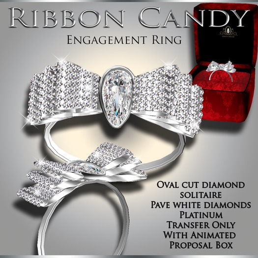 Exquisite Ribbon Candy Engagement Ring Platinum