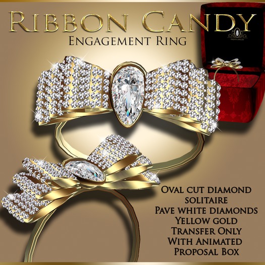 Exquisite Ribbon Candy Engagement Ring Platinum (box)