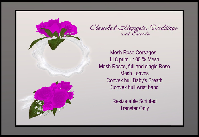 Mesh Corsage Dark Red Rose
