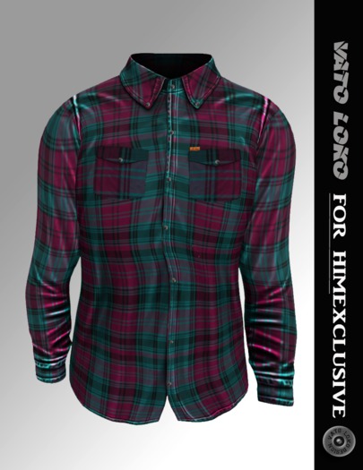 [Vato Loko] Bonez Button Down Shirt w/pocket - Check Lilla