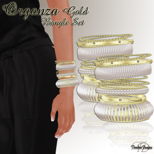 *TD* Organza Gold Stack Bangle Set  BX