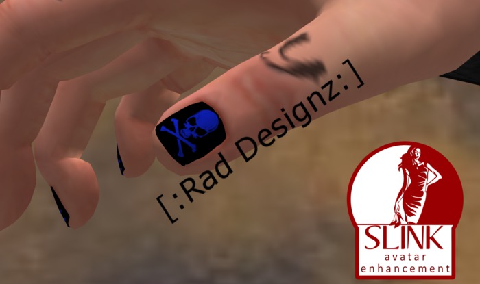 [:Rad Designz:] Slink Skullz Blue finger nails