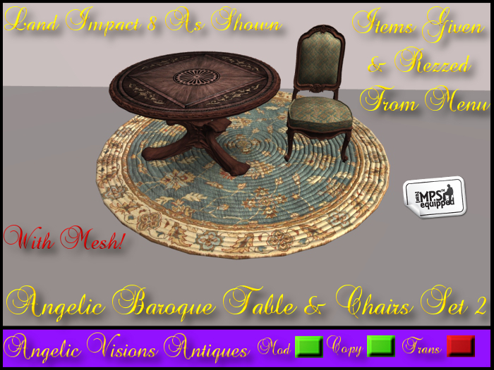 Angelic Baroque Table & Chairs Set 2 