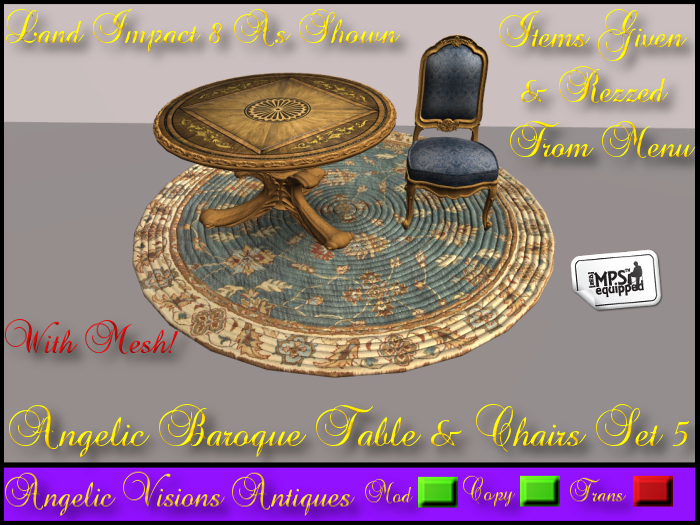 Angelic Baroque Table & Chairs Set 5 Boxed RC