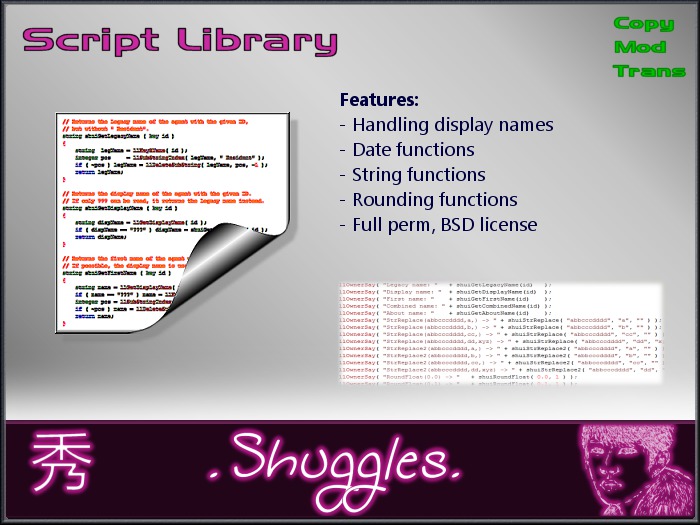 [.Shuggles.] FREE Script Library FULL PERM