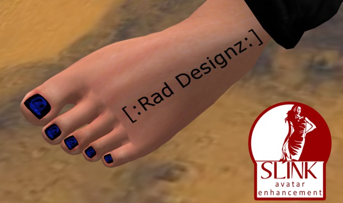 [:Rad Designz:] Slink Skullz with Roses Blue finger nails