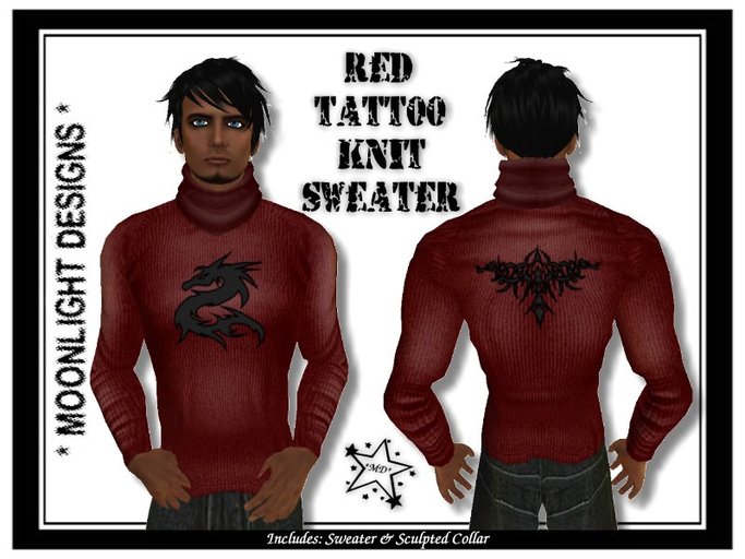 *MD* Red Tattoo Knit Sweater