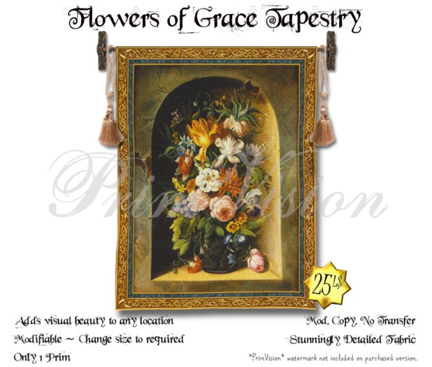 Second Life Marketplace Pv Flowers Of Grace Tapestry