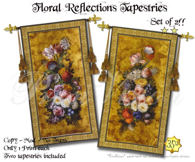 Floral Reflections Tapestries - SET OF TWO!
