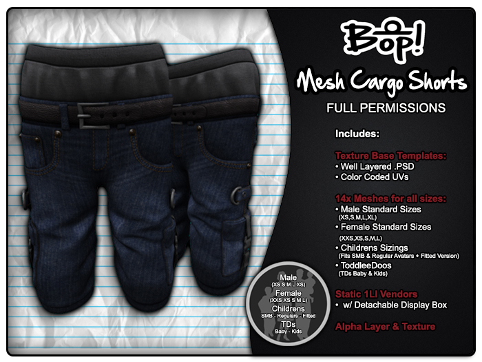 bop! Mesh Cargo Shorts - Full Permissions