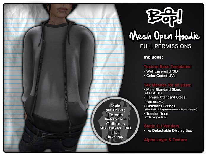 bop! Mesh Open Hoodies - Full Permissions